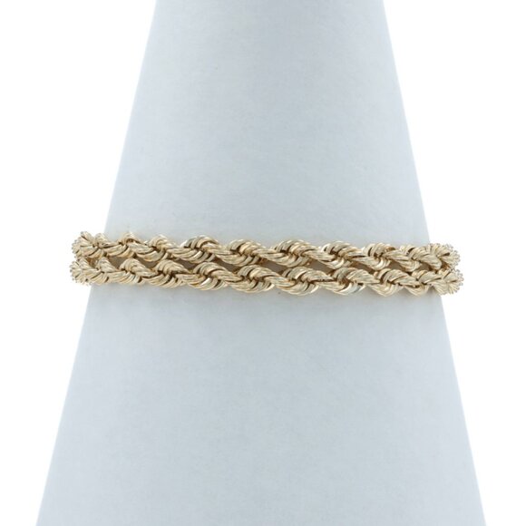 Yellow Gold Double Rope Chain Bracelet 7" - 14k - Picture 1 of 6